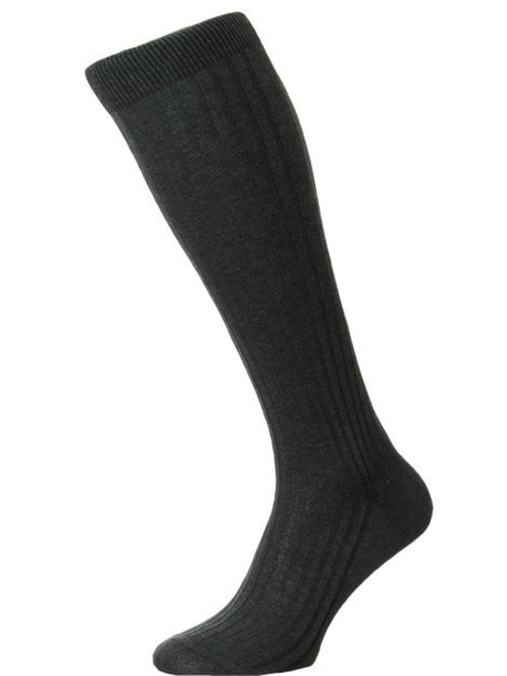 PANTHERELLA 6614 DANVERS MENS EGYPTIAN COTTON LONG KNEE HIGH SOCKS DARK GREY MED